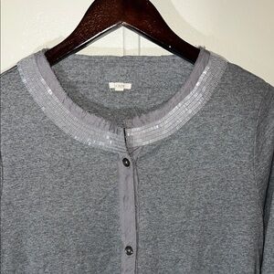J. Crew Heather Gray Cardigan with Shimmer Trim